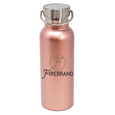 17 Oz. Caribe Matte Rose Gold Vacuum Insulated Steel Double Wall Bottle with Brushed Lid and Handle