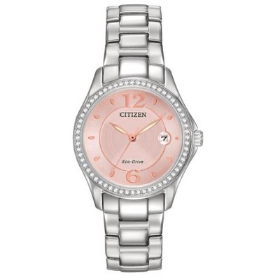 Citizen® Ladies' Silhouette Crystal Eco-Drive® Stainless Steel Watch w/Pink Dial