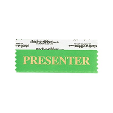 Presenter Stk A Rbn Green Ribbon Gold Imprint