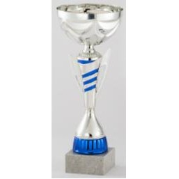 14" Assembled Silver/Blue Cup Trophy