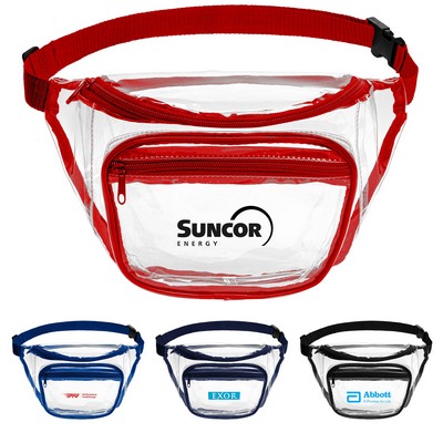 Clear PVC Fanny Pack With Dual Pockets Large