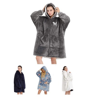 Oversized Microfiber & Sherpa Wearable Blanket