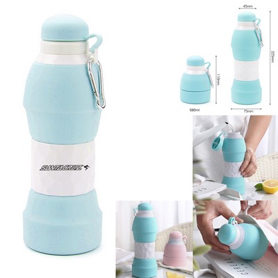 20 Oz. Silicone Foldable Water Bottle