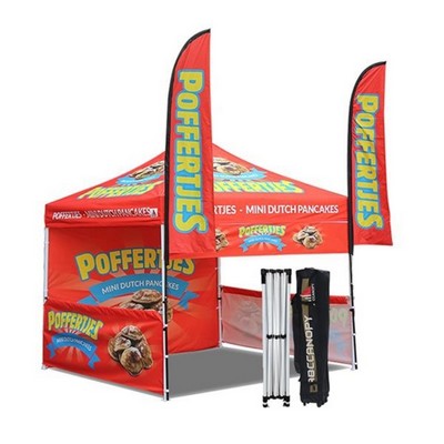 Outdoor Aluminum Pop Up Beach Canopy Tent With 2 Feather Flag