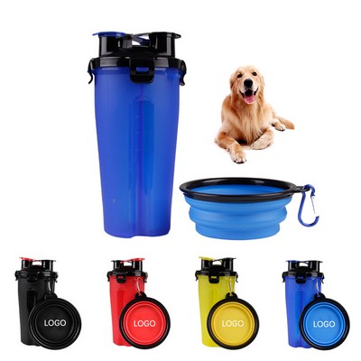 Dog Travel Water Bottle with Collapsible Bowls