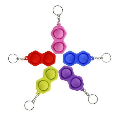 Hexagon 2 Bubbles Silicone Push Pop Keychain