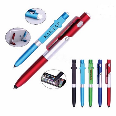 4 In 1 Phone Stand Stylus Ballpoint Light Pen