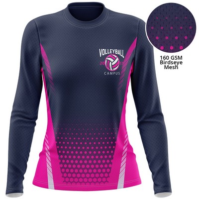 Women's 160 GSM Birdseye Mesh Sublimation Long Sleeve T-Shirt