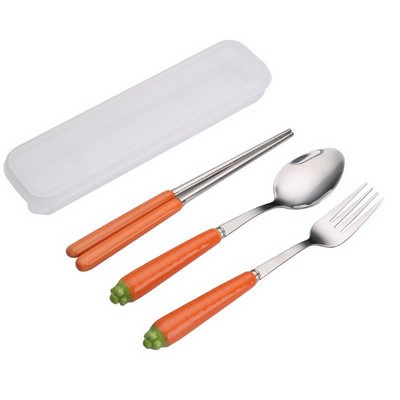 Ceramic Handle Stainless Steel Tableware Set