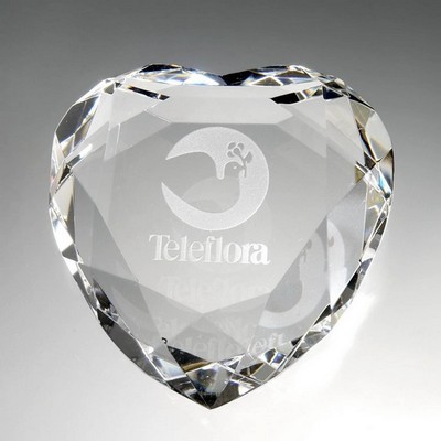 3" Crystal Award - Faceted Heart - Clear