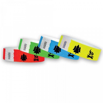 3/4" wide x 10" long - 3/4" Camp Tyvek Wristbands Tree and Fire Printed 1/0