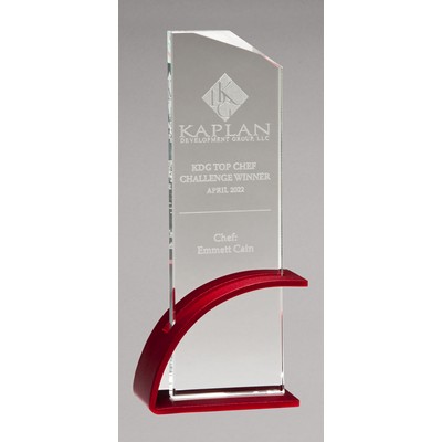 Contemporary Clear Glass Award Featuring Arched Base with Matte Metallic Finish (3.875 x 8.5)