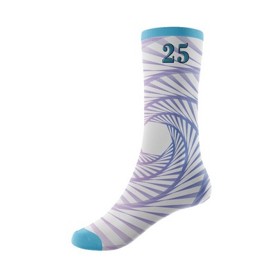 Full Dye Sublimation Poly Spandex Crew Socks w/Contrasting Toe