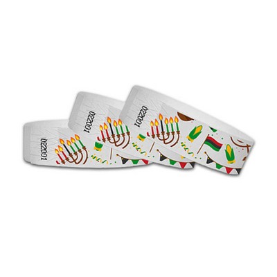 3/4" wide x 10" long - 3/4" Kwanzaa Elements Multi-Color Wristbands Printed 1/0