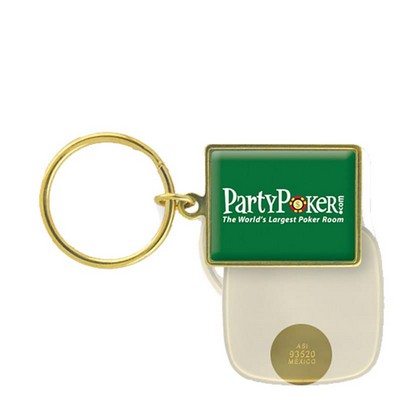 Keychain - Rectangle Solid Brass Domed (1 1/8"x1 1/2")