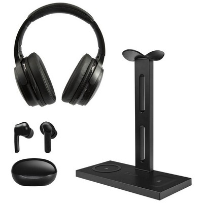 iLive Desk Mate Bundle with 5-in-1 Charging Stand, Noise Cancelling Headphones and ANC Ear Buds