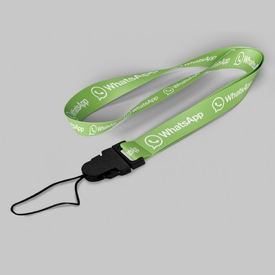 1" Lime Green custom lanyard printed with company logo with Cellphone Hook attachment 1"