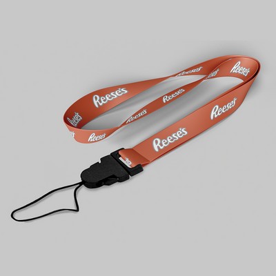 1" Texas Orange custom lanyard printed with company logo with Cellphone Hook attachment 1"