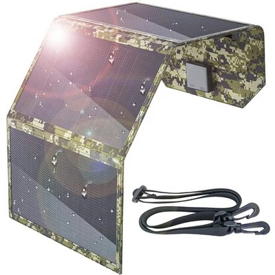 30W Compact Solar Power Bank w/3 Foldable Panels