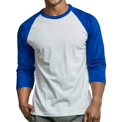 Men's 3/4 Sleeve Baseball T-Shirt - Medium, Royal Blue/White (Case of