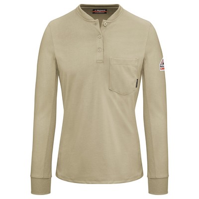 Bulwark™ Women's Long Sleeve Tagless Henley Shirt - Khaki Tan