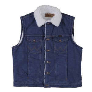 Wrangler® Men's Prewashed Blue Sherpa Lined Denim Vest