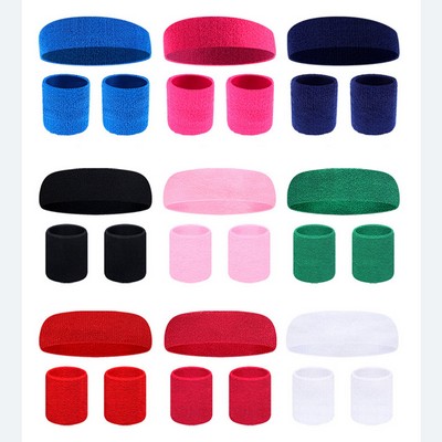 3 Pieces Headbands And Wristbands Set