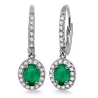 Jilco Inc. Emerald Earrings w/.25twt Cut Diamonds