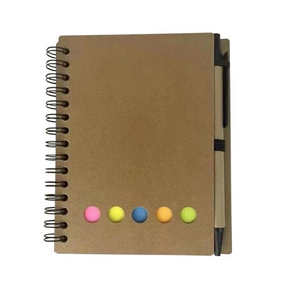 Kraft Notebook With Pen and Sticky Flags