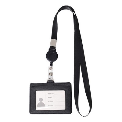 Horizontal Leather Holder With Lanyard