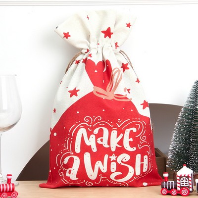 Custom Christmas Drawstring Bags Gift Bags Candy Bags Christmas Linen Goody Bags