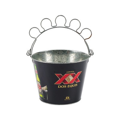 5 Quarts Beverage Tin Ice Bucket with Bottle Hanger