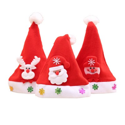 Non-Woven Fabric Santa Red Christmas Hat for Adults