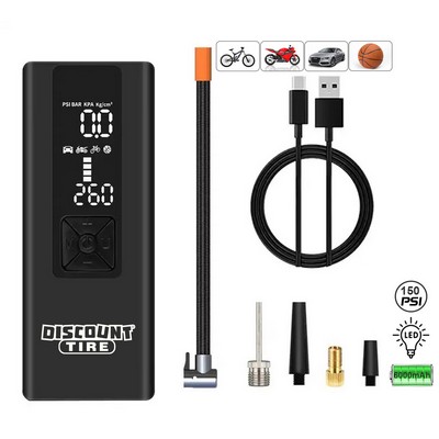 12V Portable Tire Inflator Mini Electric Car Air Pump Tire Pump With 6000mAh Power Bank