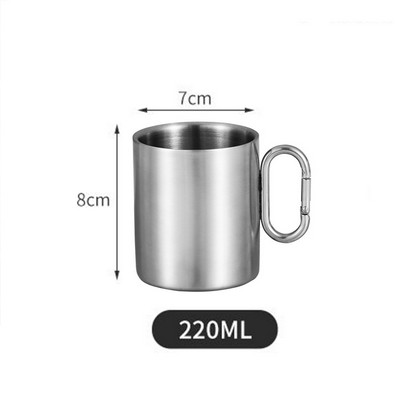 220 ml Double Wall Stainless Steel Cup W/ Carabiner Handle