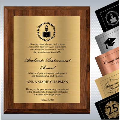 Cherry Finish Wood Personalized Academic Achievement Plaque Gift Award (9"x12")