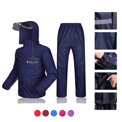 Hooded Reflective Rain Suit Set