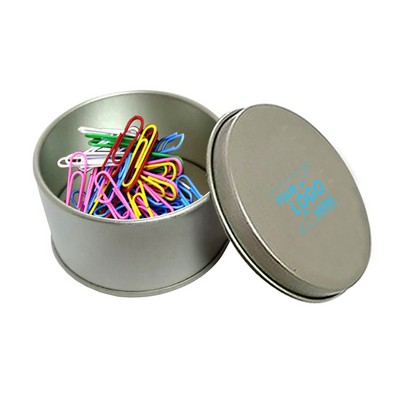 Multicolor Paper Clips in Tin Box