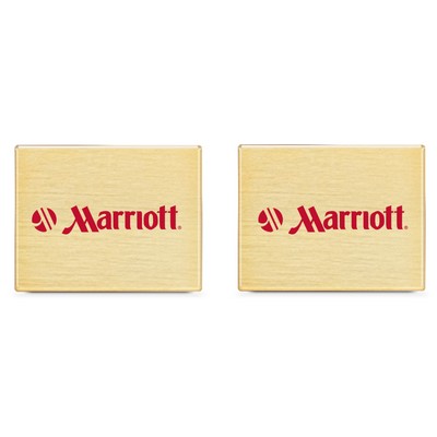 Custom Rectangular Brushed Gold Plate Cufflinks