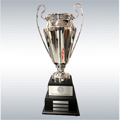 33" Full Metal Italian Cup Trophy W/ Ebony Finish Wood Perpetual Base