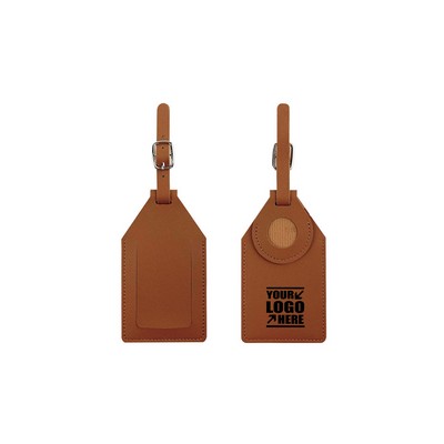 PU Leather Luggage Tag w/Airtag Holder