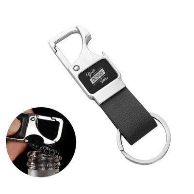 PU Leather Strap Keychain with Bottle Opener