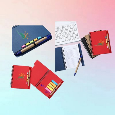 Spiral Notebook with Pen and Sticky Notes