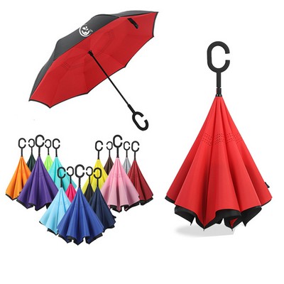 Inverted Reverse Umbrellas with C Shape Handle