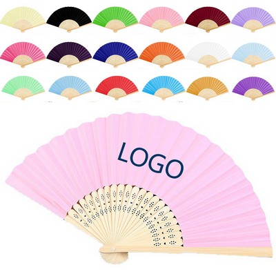 Handheld Folding Bamboo Paper Advertising Hand Fan