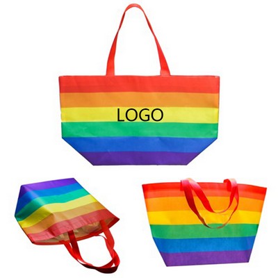 LGBT Pride Rainbow Laminated Shopping Tote Bag (19 4/5"x11 4/5")