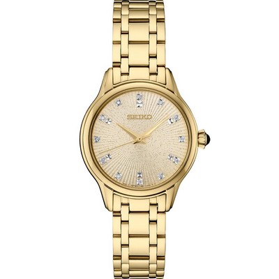 Seiko Diamonds SGP Quartz Champagne Gold Dial Watch