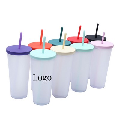 24 oz Frosted Double-Layer Straw Cup