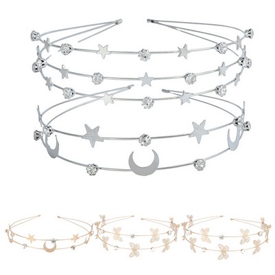 Multilayer Metal Headband W/ Crystal