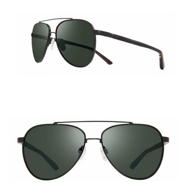 Revo™ Arthur Crystal Glass Lens Black Aviator Sunglasses